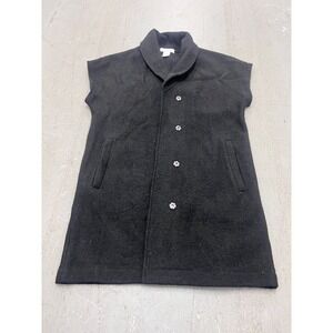 Keren‎ Hart Vest Womens Medium Black 100% Wool Snap Front Shawl Collar Cabincore